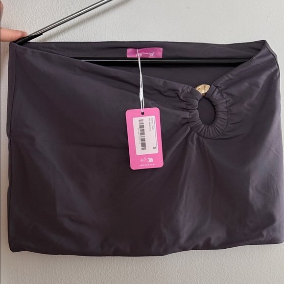 Dark Gray Ruched Mini Skirt - Picture 2 of 3